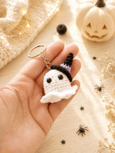 Load image into Gallery viewer, Handmade Mini Crochet, Keychain Desk Decor – 6 Designs: Style 5 (Spooky Boo)