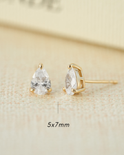 5x7mm Pear Studs: Silver