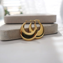 Load image into Gallery viewer, Flat Moon Hoops | Gold Hoops