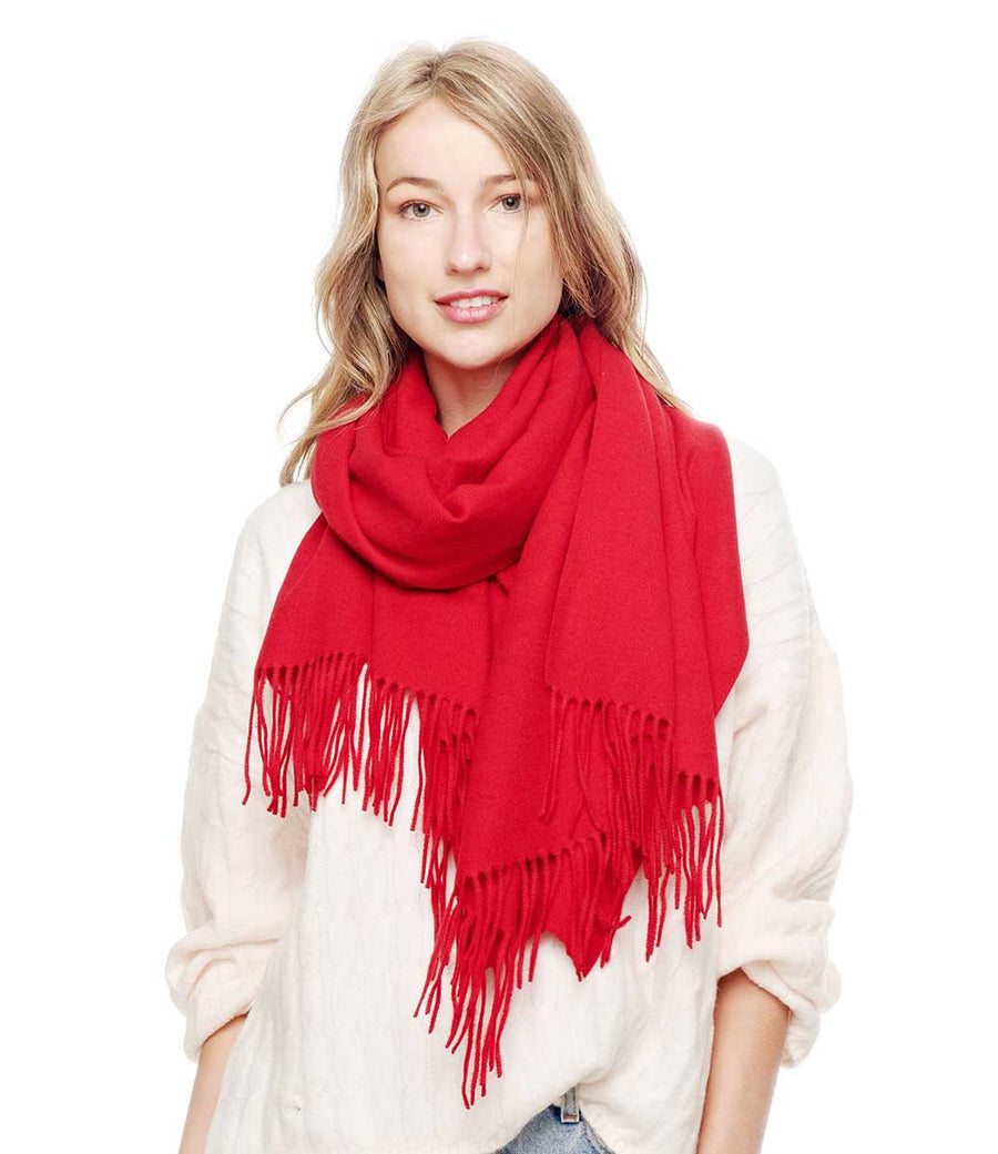 Cozy Woven Cashmere Wrap Shawl Scarf Throw: Black