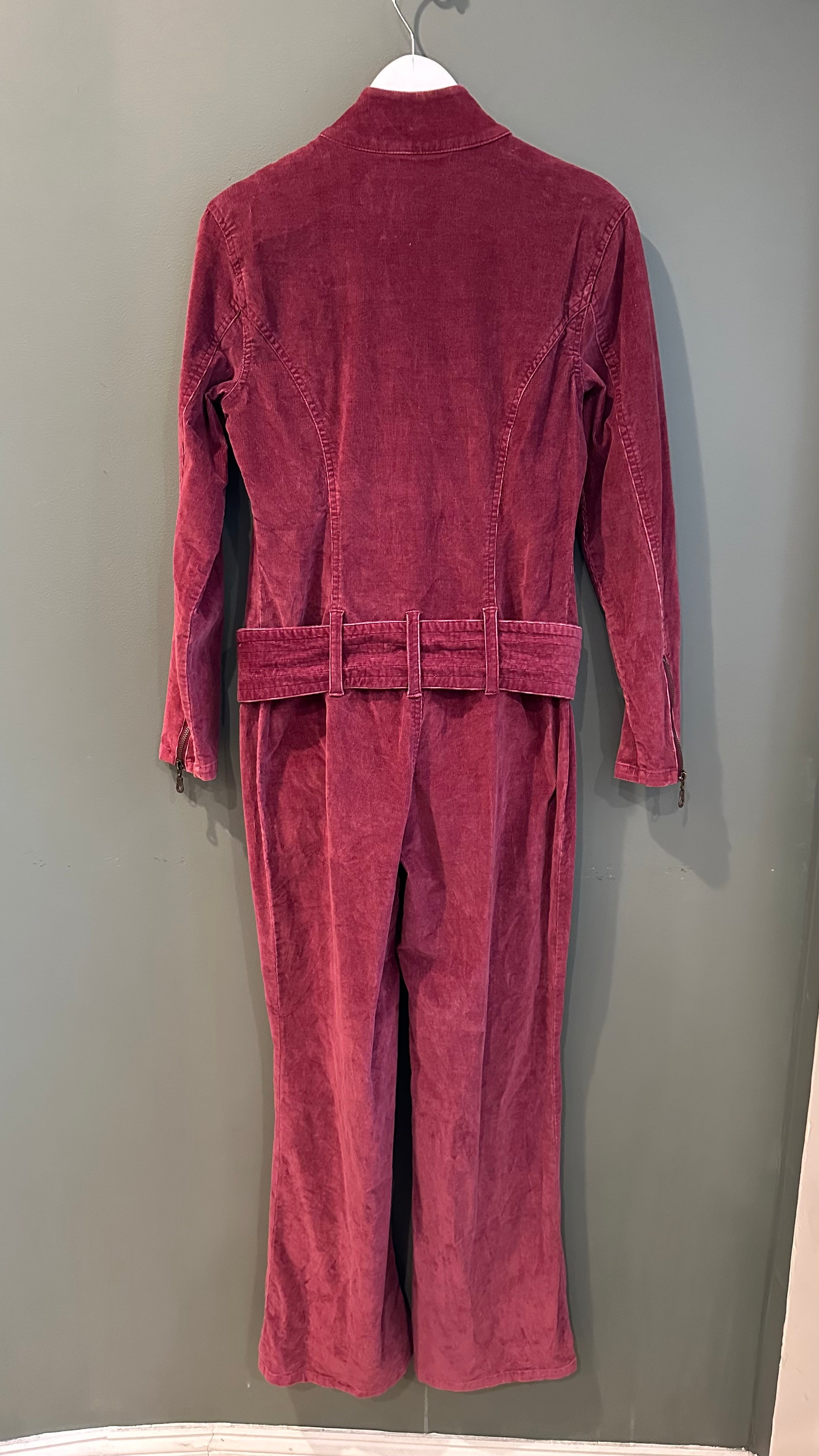 Red Corduroy Jumpsuit, 1990s, 34” Bust, 28” Waist