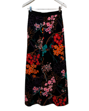 Black Floral Velvet Skirt, 1960’s, 26” Waist