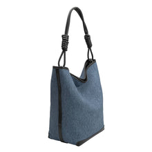 Load image into Gallery viewer, Adeline Denim Black Large Tote Bag
