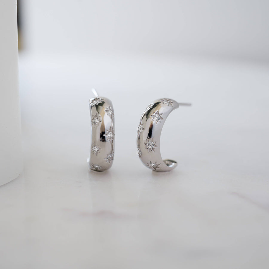 Starburst Dome Hoops: Silver