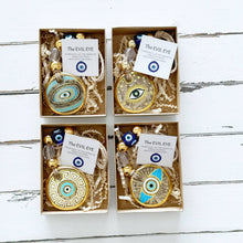 Load image into Gallery viewer, Evil Eye Wall Hanging, Gold Evil Eye Wall Decor, Protection: Style 2