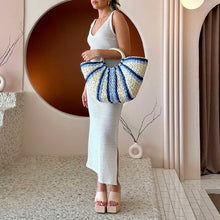 Load image into Gallery viewer, Suzie Blue Large Straw Tote Bag