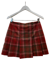 Red Plaid Wool Mini Skirt, 1990s, 27” Waist