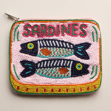 Load image into Gallery viewer, Beaded Sardine Tin Clutch – Pink Hand-Embroidered Sequin Zip Pouch: MT / ONE