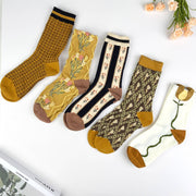 Combed cotton women's socks floral lolita mid-calf socks aut: Tulip