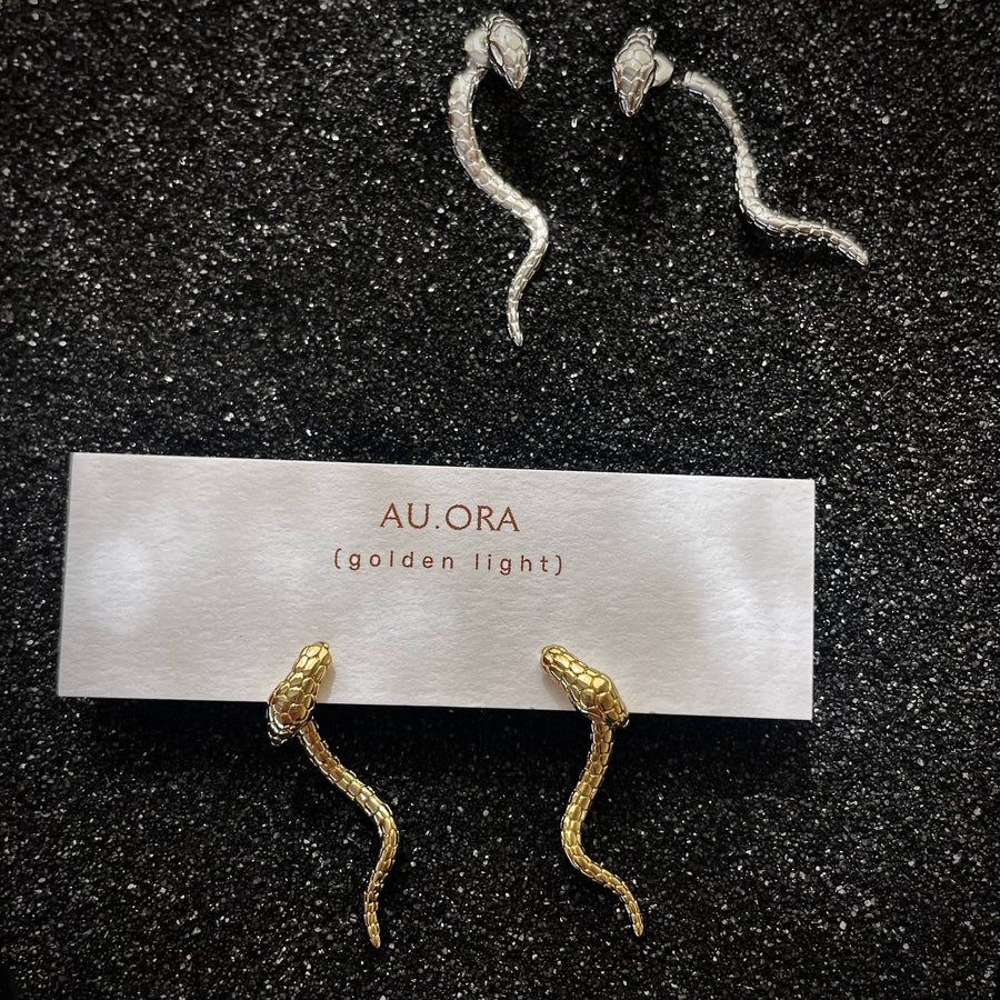 Serpentine Earrings: Silver