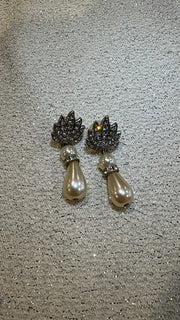 Bedazzled Vintage Pearl Drop Earrings