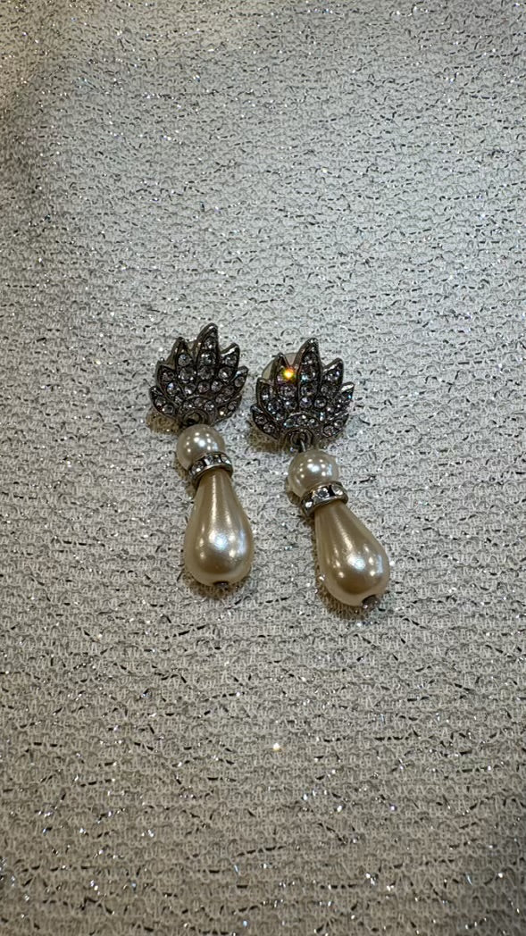 Bedazzled Vintage Pearl Drop Earrings