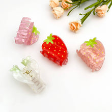 Load image into Gallery viewer, Strawberry Acrylic Printed Hair Claw Clip: Red