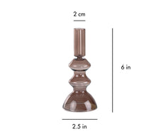 Load image into Gallery viewer, Retro Glass Candle Stick Holder- 6 x 2.5 Inches_ Brown