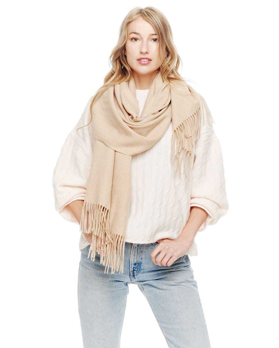 Cozy Woven Cashmere Wrap Shawl Scarf Throw: Capuccino