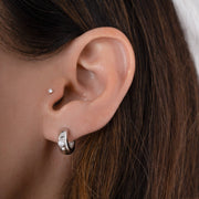 Bezeled Chunky Hoop Earrings: Gold