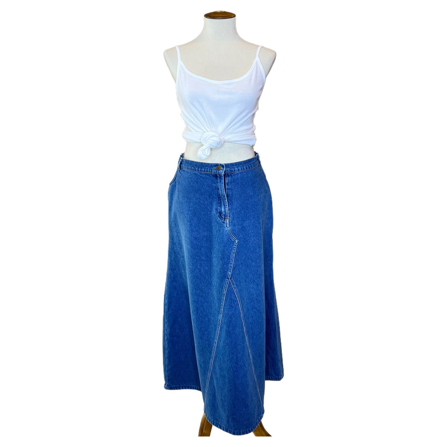 Denim Maxi Skirt, 1990’s, 30” Waist