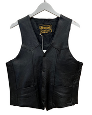 Black Leather Vest, 1980s, 40” Bust