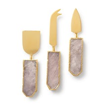 Load image into Gallery viewer, Brittany Rose Quartz Cheese Knives, Set of 3