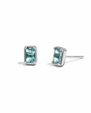 Aquamarine Baguette Studs: Gold