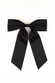 Oversized Matte Satin Hair Bow Barrette | Bailee Bow OS: Black