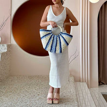 Load image into Gallery viewer, Suzie Blue Large Straw Tote Bag