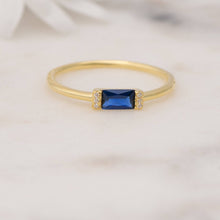 Load image into Gallery viewer, Sapphire Baguette Ring: Gold / Sapphire / 8