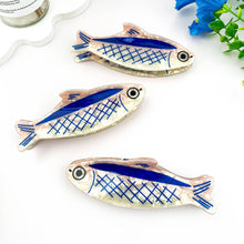 Load image into Gallery viewer, 12cm Oversized Sardine Print Acrylic Hair Claw Clip: Blue
