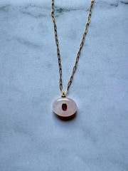 Boheme Gemstone Pendant Necklace: Rose Quartz + Tourmaline CZ
