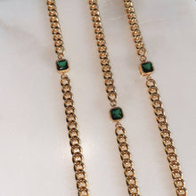 Load image into Gallery viewer, Night Bird Necklace Emerald Stone Gold Filled Chain Necklace: 16”