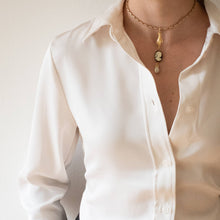 Load image into Gallery viewer, 24K Satin Gold Cameo &amp; Hand Charm Necklace: 20"
