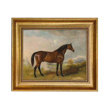 Load image into Gallery viewer, A Bay Hunter Framed Oil Painting Print on Canvas: Antiqued Gold / 8" x 10"