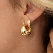 Chunky Basket Tube Hoops: Gold