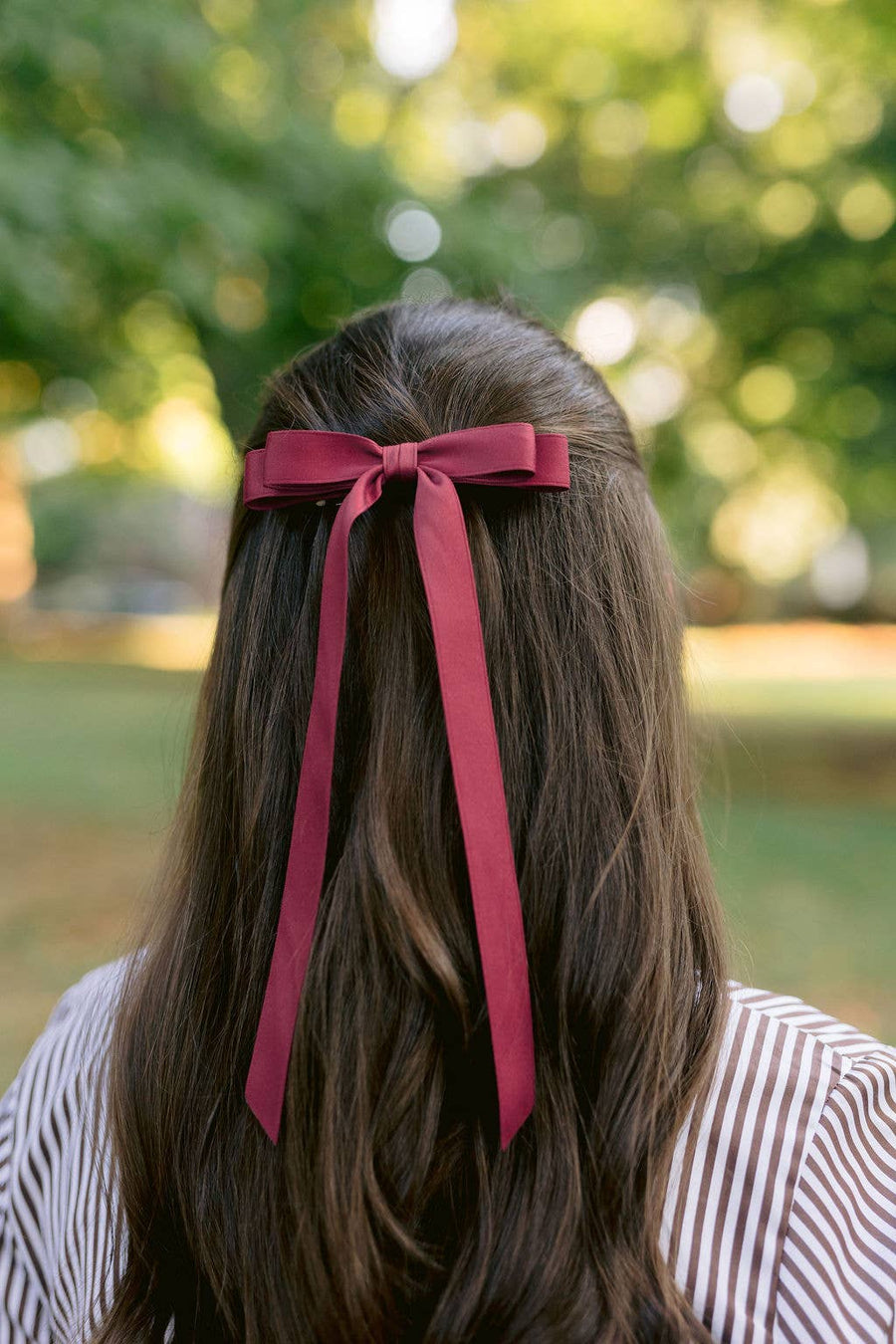 Long Matte Satin Hair Bow Barrette | Micro Alice Bow: Soft Pink