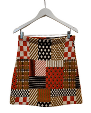 Patchwork Orange and Brown Skirt, 1960s, 29-34” Waist