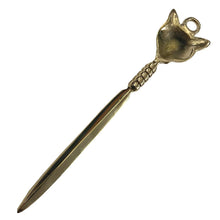 Load image into Gallery viewer, 9-1/2" Solid Brass Fox Letter Opener- Antique Vintage Style