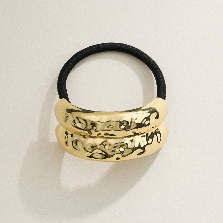 Chunky Dome Hammered Hair Tie: GD / ONE / 5DH88031
