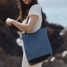 Load image into Gallery viewer, Adeline Denim Black Large Tote Bag