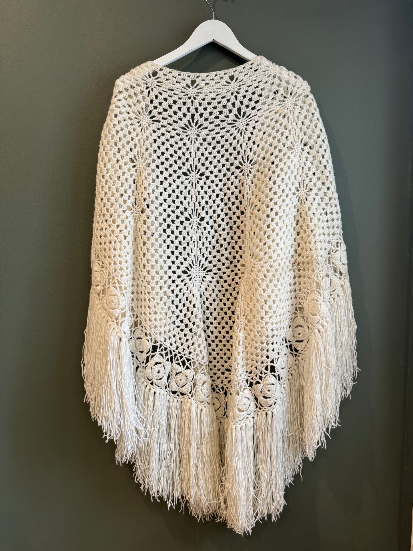 Hand-Crocheted Shawl, 1960's, One Size