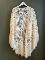 Hand-Crocheted Shawl, 1960's, One Size