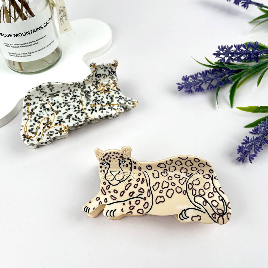 Lazy African Leopard Acetate Hair Claw Clip: A