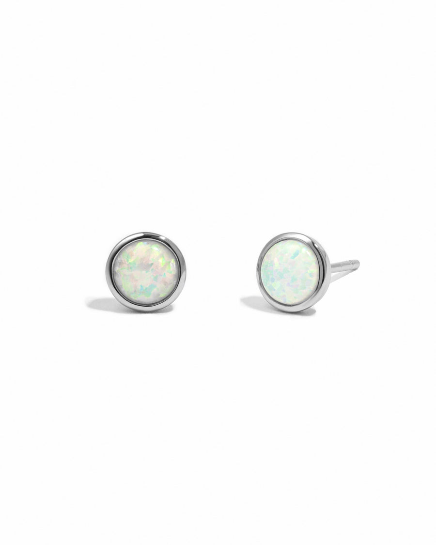 Large Opal Studs: Gold
