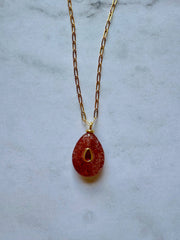 Boheme Gemstone Pendant Necklace: Rose Quartz + Tourmaline CZ
