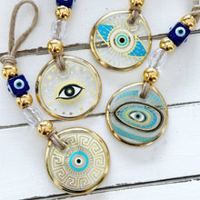 Load image into Gallery viewer, Evil Eye Wall Hanging, Gold Evil Eye Wall Decor, Protection: Style 1