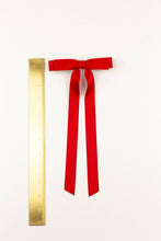 Load image into Gallery viewer, Long Matte Satin Hair Bow Barrette | Micro Alice Bow: Red