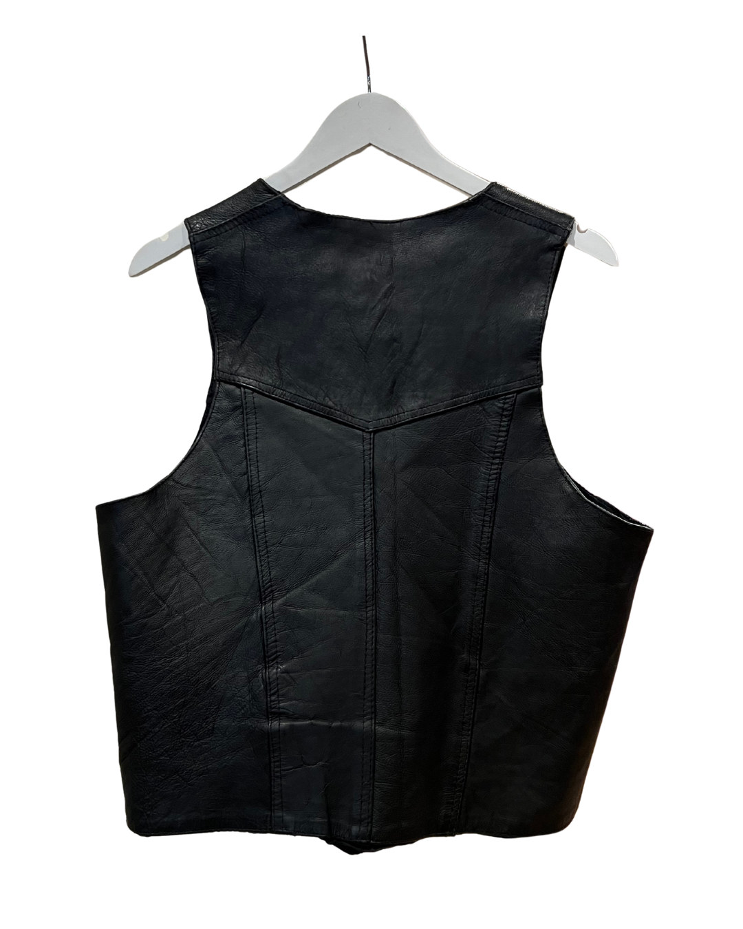 Black Leather Vest, 1980s, 40” Bust