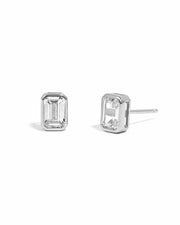 Emerald Cut Stud Earrings: Gold