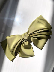 Giant Satin Bow Hair Clip: Beige