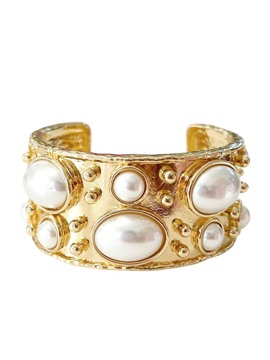 Bubble Pearl Bracelet Cuff - Gold