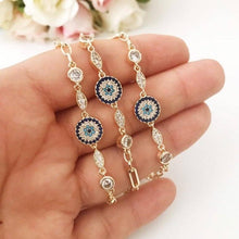 Load image into Gallery viewer, Evil Eye Bracelet, Zircon Charm Bracelet, Gold Chain Bracelet